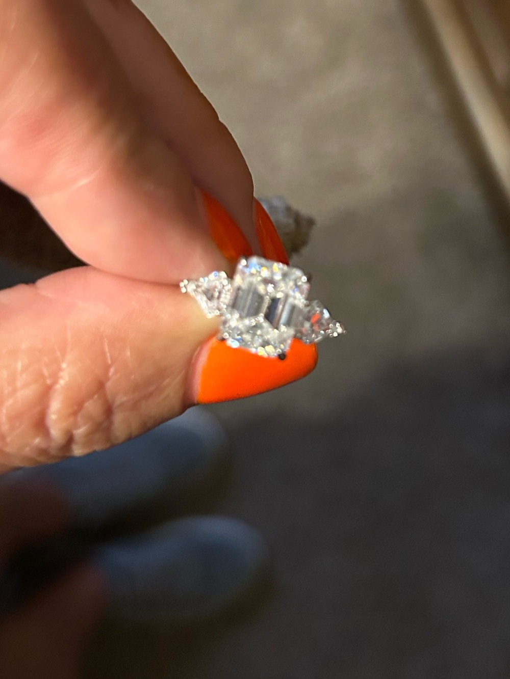 4k Emeralds-Cut Moissanite Solitaire Ring in sterling silver D color